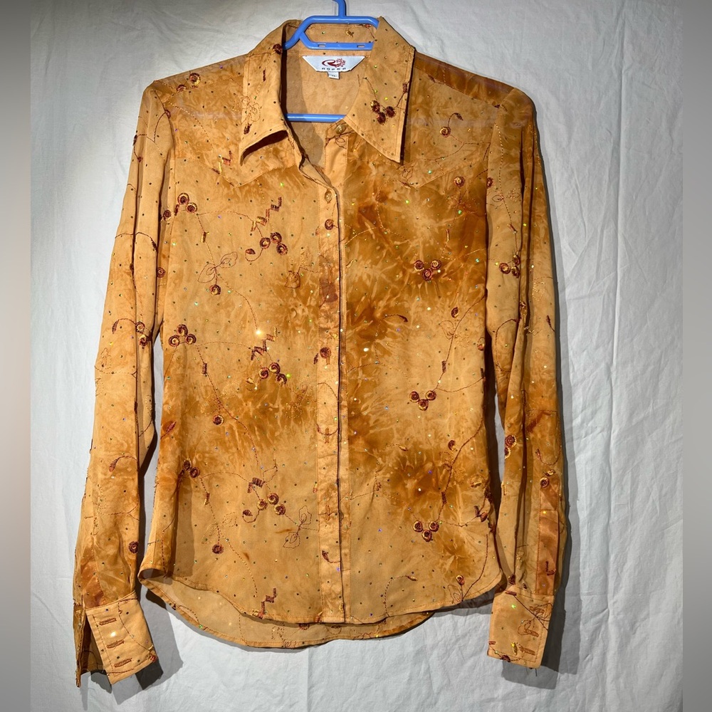 Roper Sheer Copper Button Down Top